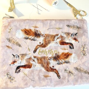 Autumn Fox Pink Velvet Cosmetic Bag image 9