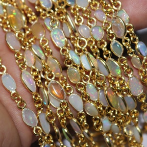 Ethiopian Opal Smooth Connector Chain ,Ethiopian Opal Free Form smooth slice Chain, Chain Per Foot 4 - 9 mm -Unqiue Chain 71AA52