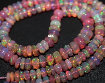 AAA++ Quality Natural New Pink Ethiopian opal Smooth roundel Beads 16 inch Strand