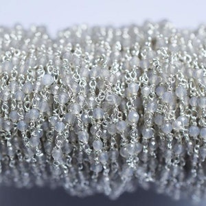 Grau Chalcedon Diamant Schneiden Kette, grau Chalcedon Rosenkranz Perlen Kette, Kette pro Fuß 2-2,30 mm -Unqiue Kette 59AA32