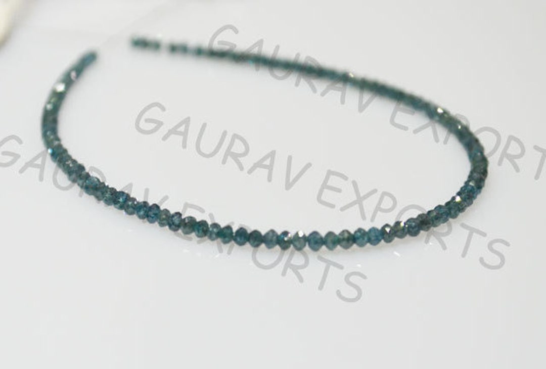 0.42ct Natural Real Blue Diamond Faceted Beads – 2.06-2.36mm Drilled Round – Color Enhanced