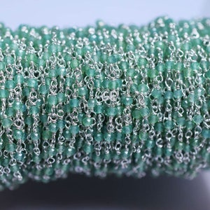 Grüne Onyx Diamant Schneiden Kette, grüne Onyx Rosenkranz Perlen Kette, Kette pro Fuß 2-2,30 mm -Unqiue Kette 59AA29