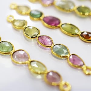 Natural organic Watermelon Tourmaline Bezel Connectors Charms Pendant DIY Jewelry Making Supplies ,40 TO 48 mm long -  63AA57