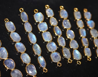 Natural Rainbow Moonstone Bezel Connectors Charms Pendant DIY Jewelry Making Supplies ,Rainbow Moonstone 35 TO 50 mm long -  64AA84