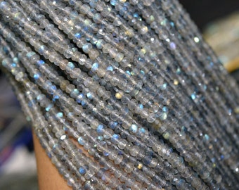 Best Price Labradorite Rondelle Faceted 3.50 mm, Gemstone Diamond Cut Genuine Labradorite Beads Strand 12.5 inches Long