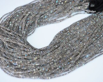 AAA Quality Flash Labradorite Rondelle Faceted 2-2.50 mm, Gemstone Diamond Cut Genuine Labradorite Beads Strand 13 inches Long MC04AA7