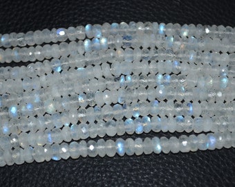 AAA Quality White Rainbow Roundel Faceted 6-7 mm Approx. , 8 inch Strand