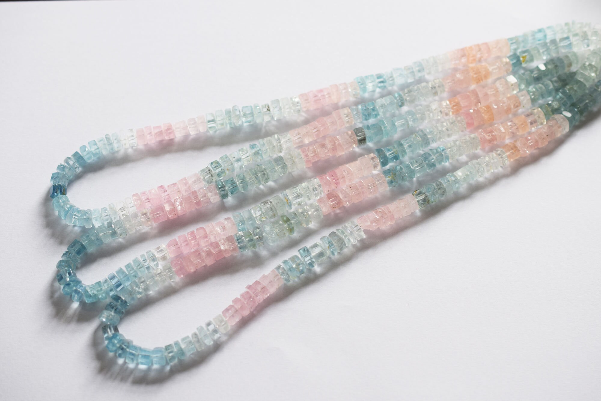 Natural Aquamarine Faceted Heishi Bolt Shape Multi