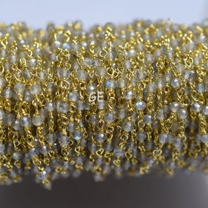 Labradorit Diamant Schneidekette, Labradorit Rosenkranz Perlen Kette, Kette pro Fuß 2-2,30 mm -Unqiue Kette 59AA28