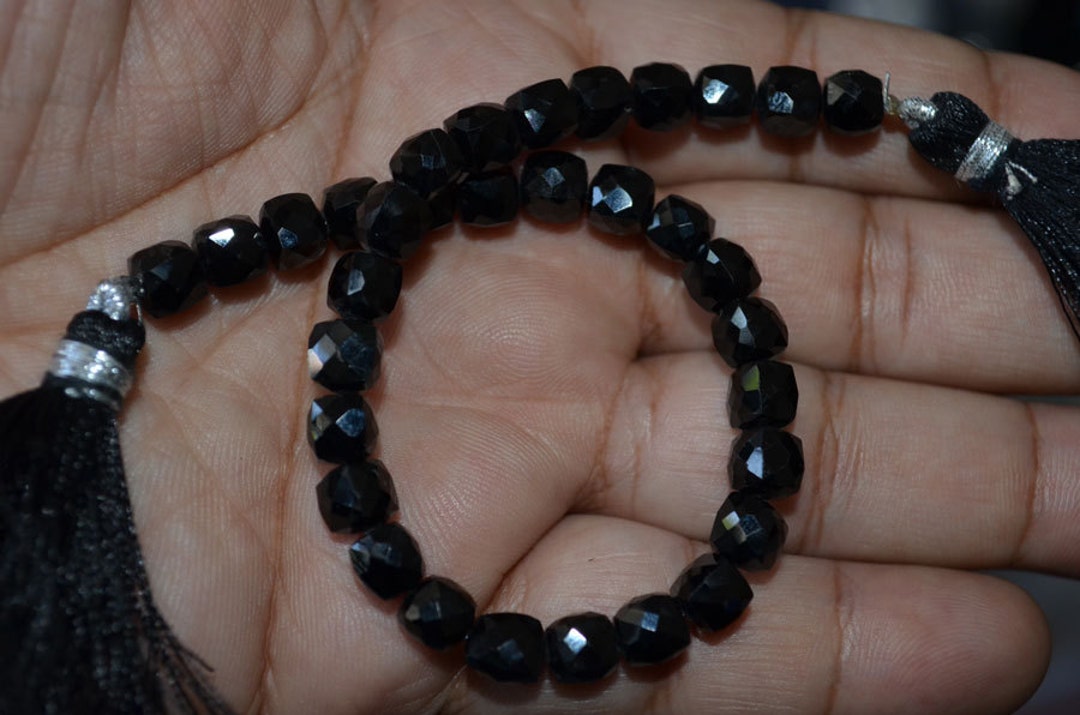 Collana Di Perle Nere Naturali Senza Chiusura - Seta Perle Di Vanità - Foto 4