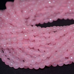 10 Strands Beautiful Rose Pink Natural Zed Quartz Round Faceted ,jade quartz ,size : 6 mm, length - 14.5 &quot; strand , wholesale price gemstone