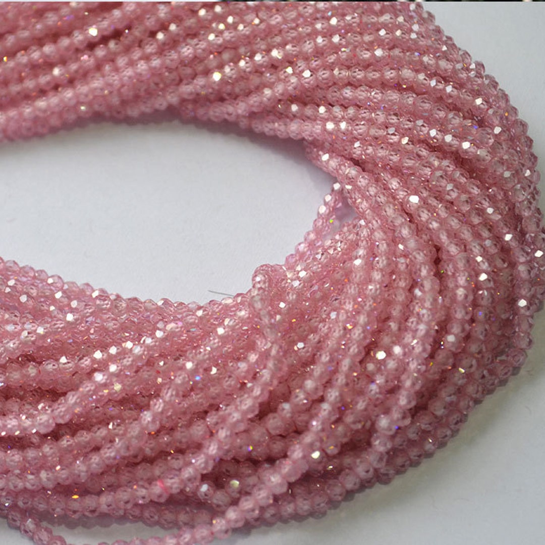 10 Strands Rose Pink Cubic Zerconia 3 Mm Roundel Micro Faceted - Etsy