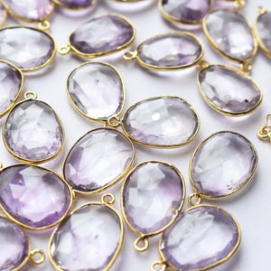 Natural Light Pink Amethyst egg shape faceted Bezel DIY Jewelry , Natural Light pink Amethyst Single bail charm 15x20 mm approx -  72AA91