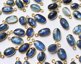 Natural Blue Kyanite faceted Bezel DIY Jewelry , Natural Himalayan Kyanite Single bail charm 7x9 to 10x14 mm approx -  72AA90