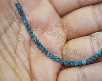 BLUE DIAMONDS, Blue Diamond Beads, Faceted Diamond Beads - Conflict Free Diamonds - 2.60 mm , 43pc, 3.15 " strand, 6.85ct