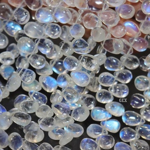 Excellent Quality White Rainbow moonstone Smooth Pear Shape  6X8 to 6X9 mm Approx. ,Blue Flash Rainbow Moonstone Fire Strand 17AA136