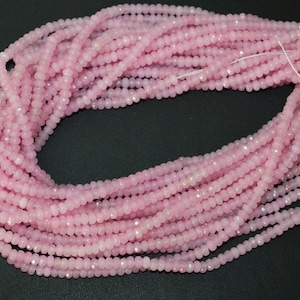 5 Strands Beautiful Rose Pink Natural Zed Quartz Rondelle Faceted