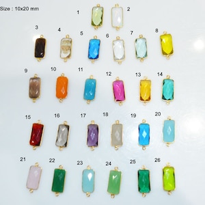 INCREDIBLE SALE on Gemstone Briolette Baguette Shape Connectors 20x10 mm , Hydro Quartz Multi color Bezel double Loop , You Choose RB62AA15