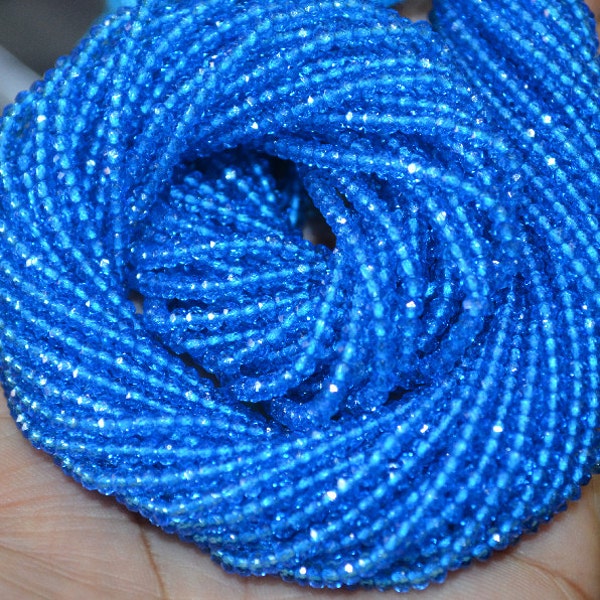 AAA Quality Swiss Blue Topaz Quartz Rondelle Faceted 2.80 mm Approx.,13 inch Strand