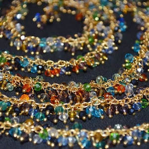 Multicolor Golddraht Gewickelte Baumeln Kette,MultiColor Perlen Baumeln mit 24k Vergoldetem Draht Rosenkranz Perlenkette -Trauben kette, 52AA13