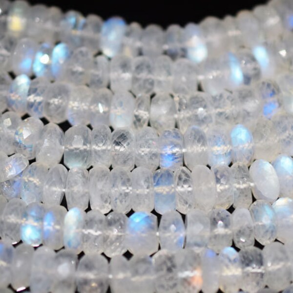 AAA Quality Far Size White Rainbow Moon stone Rondelle Faceted 10 mm Approx. ,Rainbow Moonstone Roundel Beads 10 inch Strand