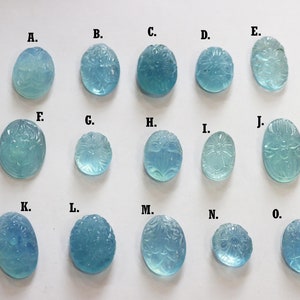 Natural Aquamarine carved oval cabochon for making jewellry , Natural Aquamarine carved Oval , choose any   80AA500