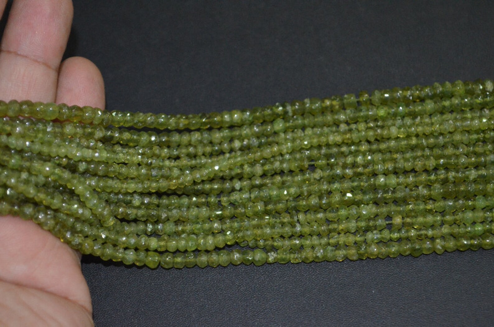 Fine Quality Natural Green vesuvianite Rondelle Faceted Beads Etsy