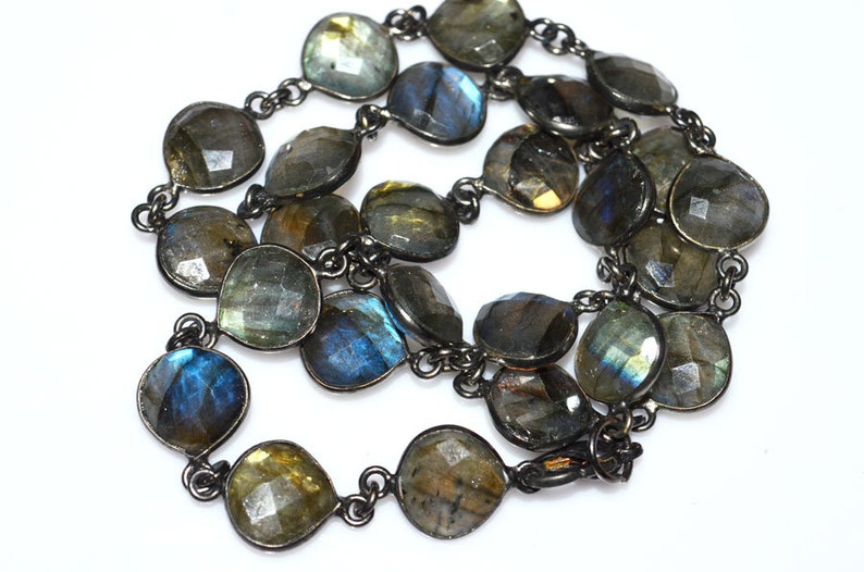 Blue Flashy Labradorite Heart Shape Connector Chain Necklace - Etsy