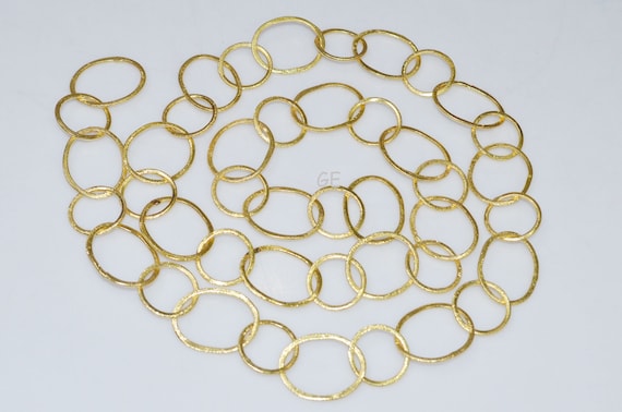 AAA Quality Oval And Round Link Charm 24K Gold Plated Chain, Necklace Findings , Chain Per Foot , 20 - 27 mm -Unqiue Chain CB12AA12