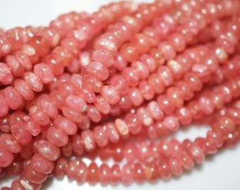 200 ct Beautiful Natural Rhodochrosite Smooth Rondelle Beads 5.50-8 mm ,Genuine RHODOCHROSITE 16 inch Strand - rhodochrosite gemstone beads