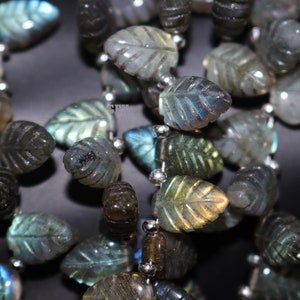 30 pc in a strand Nice Quality Labradorite carved leaf , 7x10 mm approx ,Blue Flash Labradorite unique leaf Strand , BL175AA03