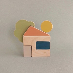 Lemon tree House puzzle toy Kids wooden toy image 1