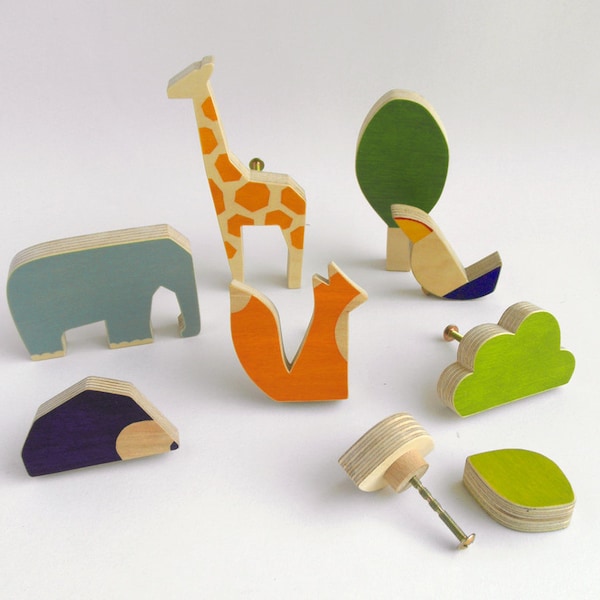 Boutons pour tiroirs d'enfants, boutons animaux en bois, boutons ludiques, meubles pour enfants