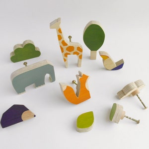 Knobs for children's drawers, wooden animals knobs, playful knobs, kids furniture image 3