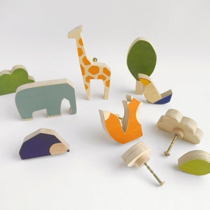 Knobs for children's drawers, wooden animals knobs, playful knobs, kids furniture image 2