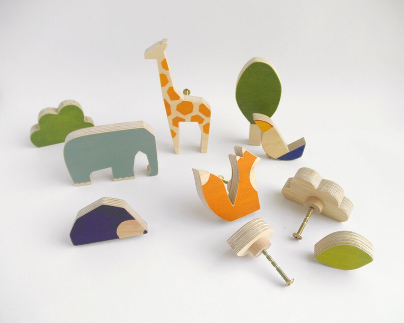 Knobs for children's drawers, wooden animals knobs, playful knobs, kids furniture image 2