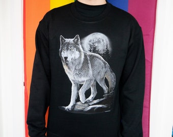 Wolf & Moon Jumper, Wolves Sweatshirt, Wolves Sweater, Wolf Sweatshirt, Wolf Jumper, Wolf Sweater, Wolf Print Sweatshirt, Wolves, Wolf, New