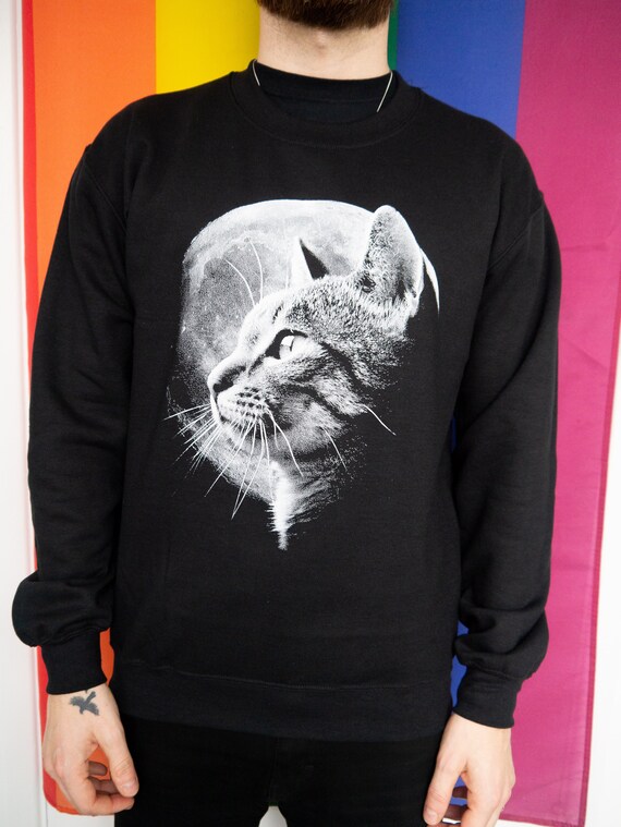 Cat \u0026 Moon Jumper Cats Sweatshirt Cats 