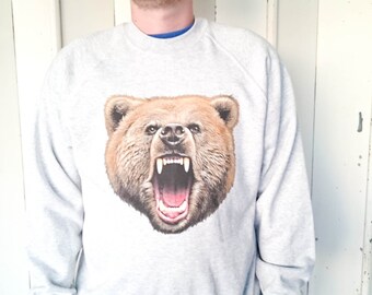 Wildlife Bear Roar jumper, Bear sweatshirt,  Bear sweater, Unisex, Retro, Bears, Animal sweatshirt, Don't feed the bears, TMZ, Nature, New