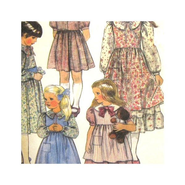 Childrens Sewing Patterns McCalls 8681 Vintage Uncut Pattern Girls Dress and Pinafore Size 7 Little House on Prairie