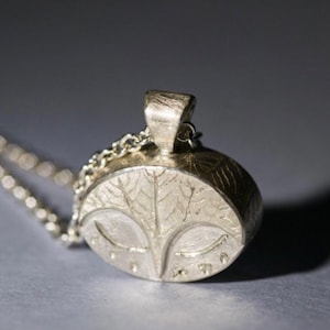 Owl face silver locket necklace