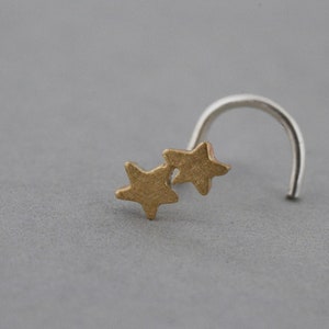 Gold star nose stud, seeing double handmade starry jewellery