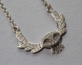 Owl silver necklace - handmade silver bird necklace