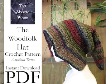 Woodfolk Hat Häkelanleitung - Sofortiger Download PDF-Datei - Amerikanische Begriffe