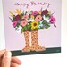 Yongmi reviewed Birthday Card, Happy Birthday, Greeting Card, Flowers, Wellington Boots, llustration