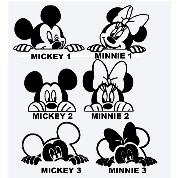 MICKEY or MINNIE Mouse Peeking Decals - Appliance Decal - Computer Decal -  Car Decal  RTIC Cup Decal Yeti Decal Window Decal