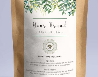 Tea labels Printable , Custom Tea packaging, Personalized tea bags, Business bag labels, Printable tea packaging, Custom tea stickers bag