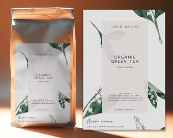 Custom TEA LABEL Design.Premade herbal tea label package design.Printable Label for Tea product pouch or bags.Tea sticker custom packaging