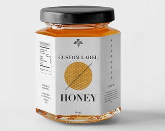 Professional Custom printable honey labels for mason or canning jars, Honeycomb labels, Personalized honey labels or stickers Product label.