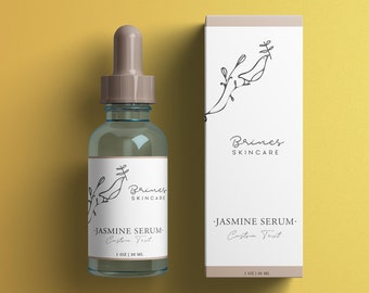 Custom packaging label for dropper bottles 2oz, 1oz, 4oz. Cute packaging design for beauty products. Custom printable label design template